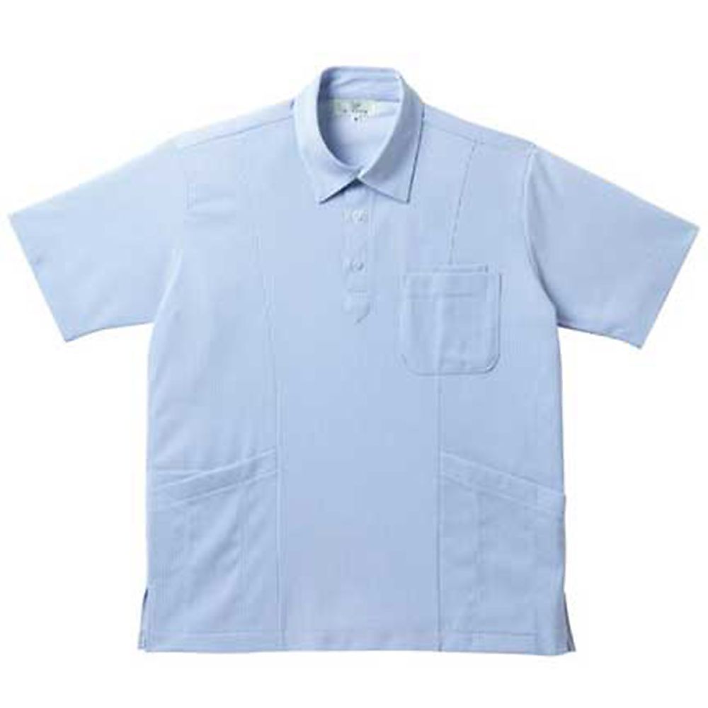 KIRAKU(トンボ) ニットシャツ ブルー 4L(身丈80cm) CR147-75 4L 1枚(ご注文単位1枚)【直送品】