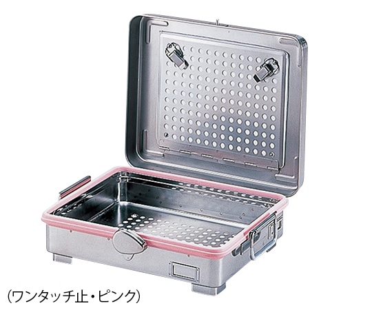 アズワン ニューカスト（フィルター式角型） ワンタッチ止 ピンク 中  1個（ご注文単位1個）【直送品】