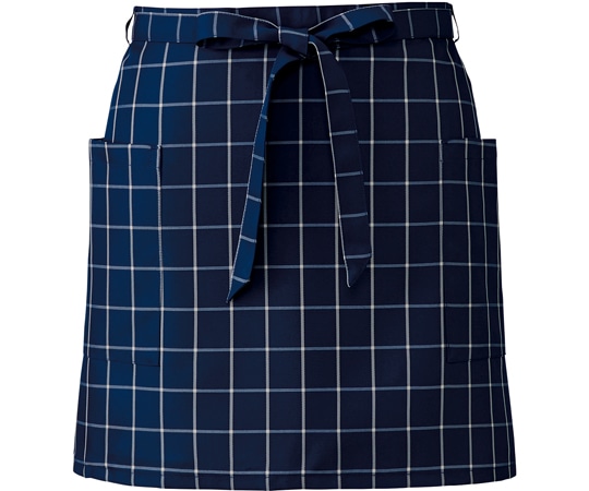 KAZEN サロンエプロン ネイビーチェック フリー APK492-K8 1枚（ご注文単位1枚）【直送品】