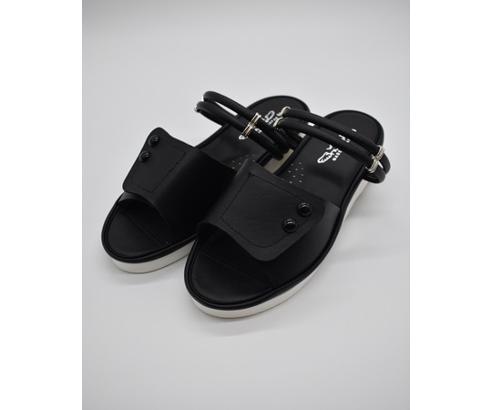 山一 2WAY面ファスナーサンダル ブラック LL 7703BKLL 1足（ご注文単位1足）【直送品】