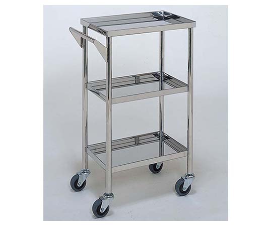 柏ステンレス工業 ステンレスワゴン 回診車 （静音仕様立上） 3段 450×300×800mm ステンレスワゴンMB-1621 1個（ご注文単位1個）【直送品】