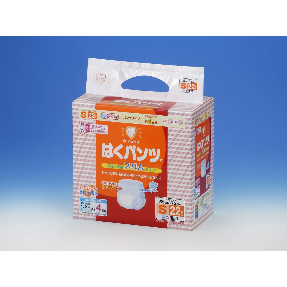 イワツキ はくパンツ スリム 店頭用 S 1ケース（22枚×4袋入） 005-50053 1ケース（ご注文単位1ケース）【直送品】