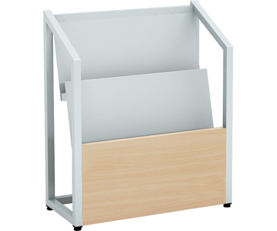 Y2K マガジンラック 2段 （本体:グレー・前板:ナチュラル）  1個（ご注文単位1個）【直送品】