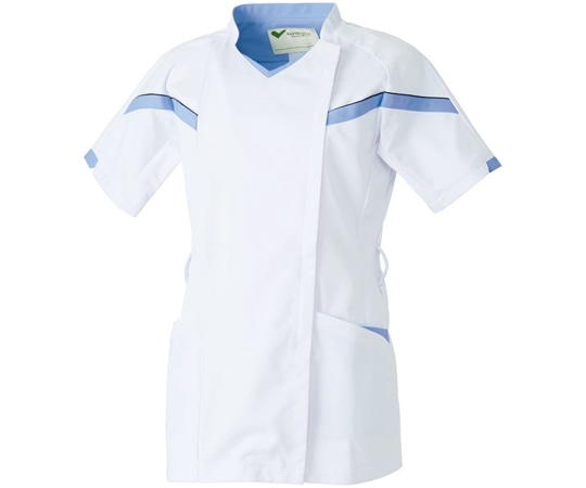 ミドリ安全 作業服 メディカルウェア ベルデクセル スクラブ VEM303上 ピュアホワイト×スカイブルー Lサイズ VEM303-UE-L 1着（ご注文単位1着）【直送品】