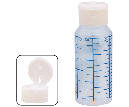 金鵄製作所 NK投薬瓶 60mL 青色目盛 ワンタッチキャップ（ホワイト:白） 1箱（200本入） B3170-000WH 1箱（ご注文単位1箱）【直送品】