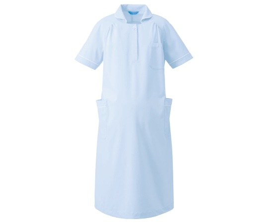 KAZEN マタニティワンピース半袖 サックスxホワイト L 176-21 L 1枚（ご注文単位1枚）【直送品】