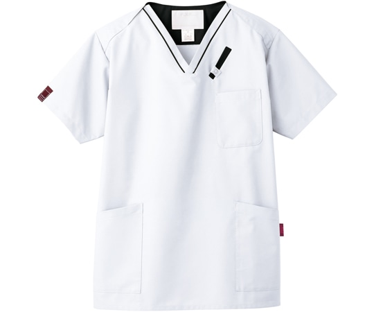 フォーク スクラブ ホワイト×ブラック M 7042SC-1 1枚(ご注文単位1枚)【直送品】