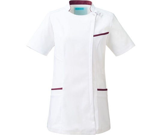 KAZEN レディスジャケット半袖 ホワイト×プラム S KZN700-15 S 1枚（ご注文単位1枚）【直送品】