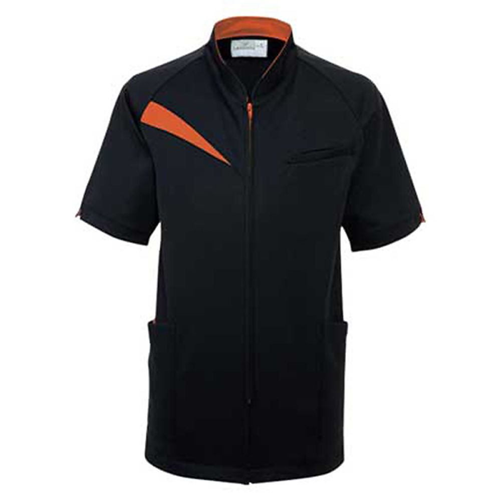 KIRAKU(トンボ) ケアワークシャツ ブラック×ディープオレンジ 3L(身丈79cm) CR201-59 3L 1枚(ご注文単位1枚)【直送品】