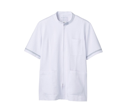 住商モンブラン ジャケット メンズ 半袖 白/グレー 72-856 S 1枚(ご注文単位1枚)【直送品】