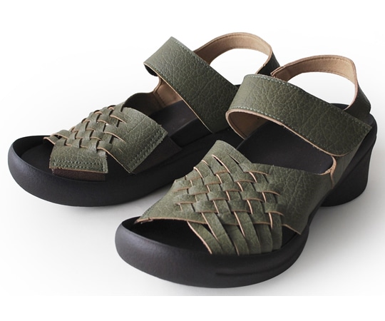 リゲッタ 編み込みベルトサンダル カーキ LL(25.0~25.5) R2686-KHA-LL 1足(ご注文単位1足)【直送品】