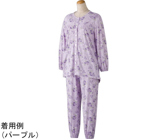 ケアファッション 婦人大きめボタンストレッチパジャマ パープル LL 800342 1枚（ご注文単位1枚）【直送品】