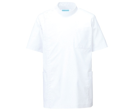 KAZEN メンズ医務衣半袖 白 S REP100-10 S 1枚（ご注文単位1枚）【直送品】