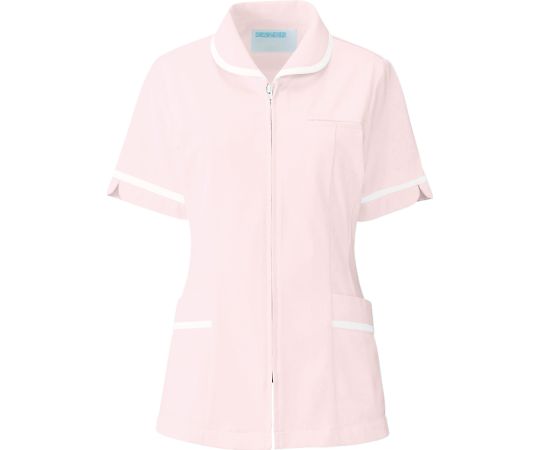 KAZEN レディスジャケット半袖 ピンクxホワイト 3L 101-24 3L 1枚（ご注文単位1枚）【直送品】