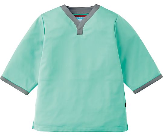 KAZEN ニット検診衣上衣 ミントxグレー L 301-42 L 1枚(ご注文単位1枚)【直送品】