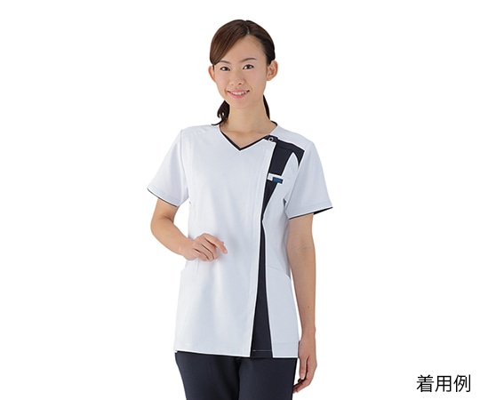 ZiPSCRUB（フォーク） レディスジップスクラブ ホワイト×ダークネイビー 4L 7052SC 1枚（ご注文単位1枚）【直送品】