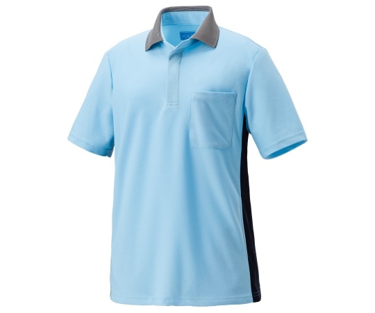 KAZEN ポロシャツ サックスxダークネイビー SS KZN217-21 SS 1枚（ご注文単位1枚）【直送品】