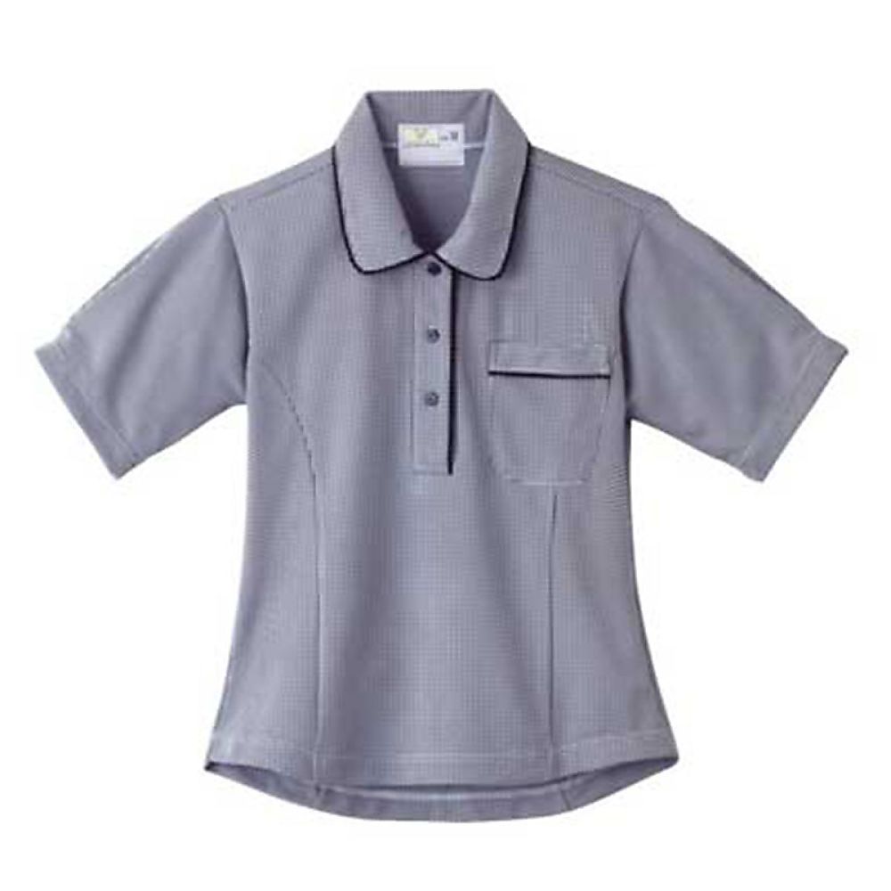 KIRAKU（トンボ） レディスニットシャツ チェックネイビー 4L（身丈66cm） CR124-09 4L 1枚（ご注文単位1枚）【直送品】