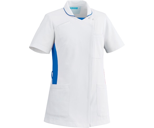 KAZEN レディススクラブ ホワイト×ブルー 4L 058-21 1枚（ご注文単位1枚）【直送品】