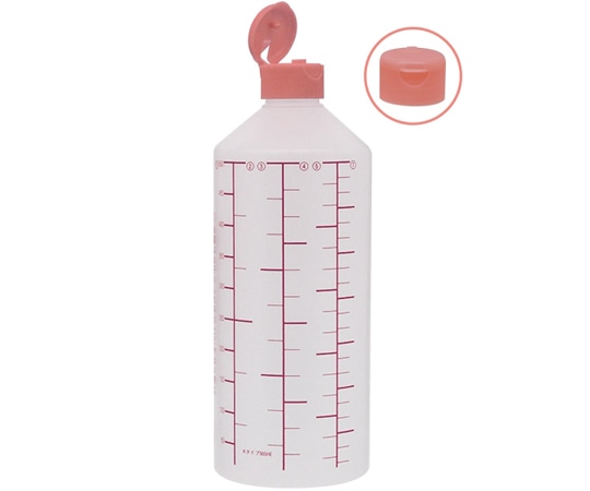 金鵄製作所 K投薬瓶 500mL ワンタッチキャップ（ピンク） 赤色目盛 50本入 23260-039 1箱（ご注文単位1箱）【直送品】