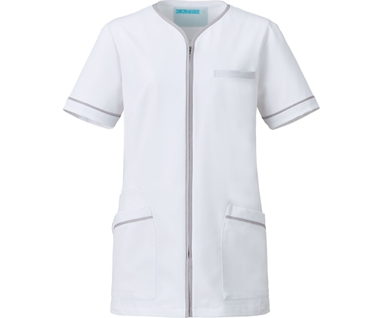 KAZEN レディスジャケット半袖 ホワイト×シルバー LL 782-40L 1枚(ご注文単位1枚)【直送品】