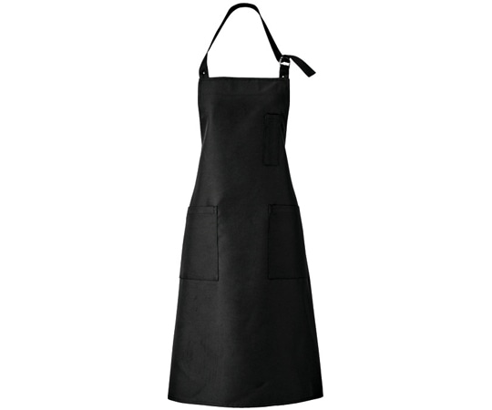 KAZEN 胸当てエプロン ブラック フリー KZN497-15 1枚（ご注文単位1枚）【直送品】