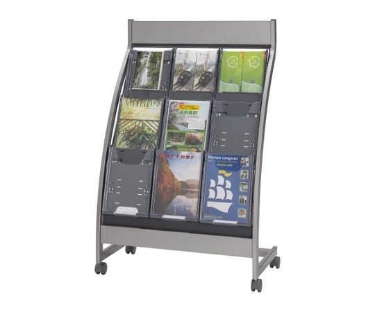 ナカキン パンフレットスタンド 3列3段（全画表示タイプ） グレー PSL-C303-GR 1台（ご注文単位1台）【直送品】