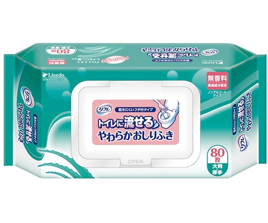 リブドゥコーポレーション リフレ トイレに流せるやわらかおしりふき フタ付き 80枚×12袋入 92104 1ケース（ご注文単位1ケース）【直送品】