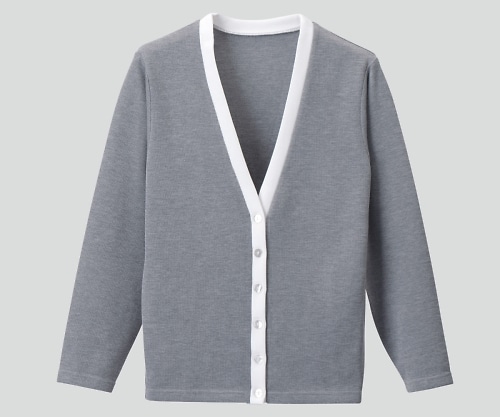 ディーフェイズ カーディガン（Vネック） L グレー×ホワイト C-04 1枚（ご注文単位1枚）【直送品】