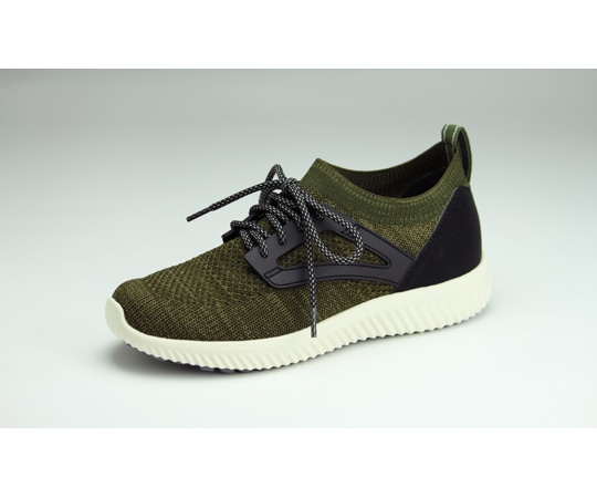 マリアンヌ製靴 ストレッチニットスニーカー カーキ シューレースタイプ 3L（26.0~26.5cm） WG130 1足（ご注文単位1足）【直送品】