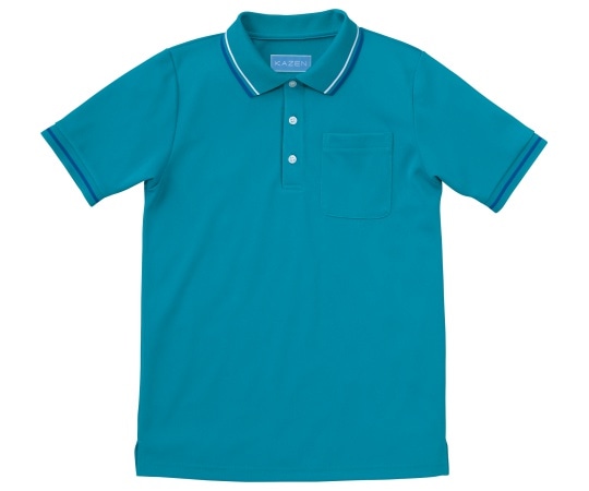 KAZEN ライン入りポロシャツ グリーン SS 236-22 SS 1枚（ご注文単位1枚）【直送品】