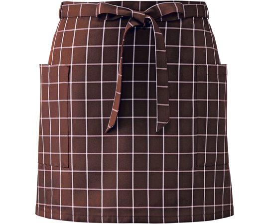 KAZEN サロンエプロン ブラウンチェック フリー APK492-K33 1枚（ご注文単位1枚）【直送品】