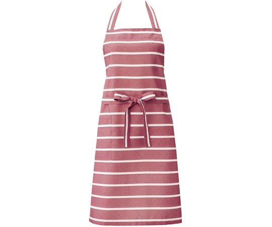 KAZEN ボーダー胸当てエプロン ワイン フリー APK912-95 1枚（ご注文単位1枚）【直送品】