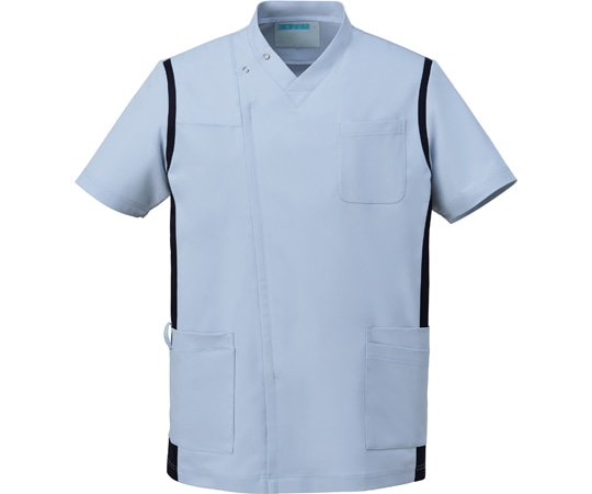 KAZEN メンズスクラブ（前開き）サックス×ネイビー LL 974-41L 1枚（ご注文単位1枚）【直送品】