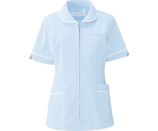 KAZEN レディスジャケット半袖 サックス 4L 101-21 4L 1枚（ご注文単位1枚）【直送品】