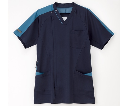 ナガイレーベン 男子スクラブ ネイビー+ターコイズ L RF-5197 1枚(ご注文単位1枚)【直送品】