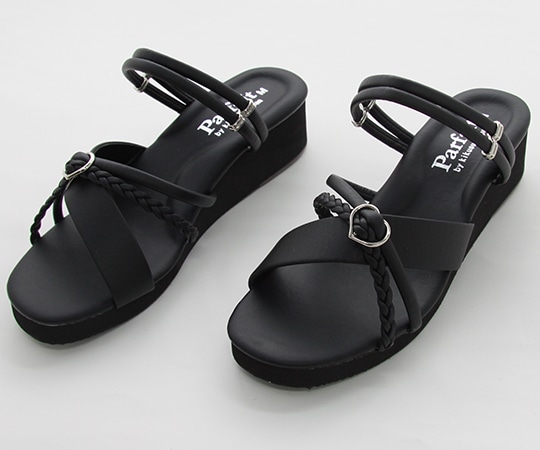 キクスイーサンダル 三つ編みハート2WAYサンダル ブラック LL（24.5~25.0cm） 106574 1足（ご注文単位1足）【直送品】