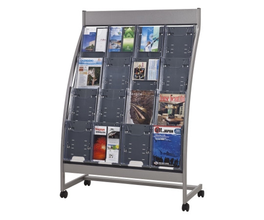 ナカキン パンフレットスタンド 4列4段（全画表示タイプ） グレー PSR-C404-GR 1台（ご注文単位1台）【直送品】