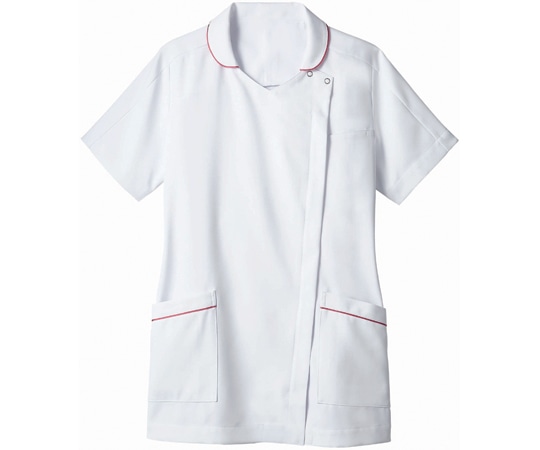 住商モンブラン ナースジャケット 半袖 白/バーガンディ M 73-2112 M 1枚（ご注文単位1枚）【直送品】