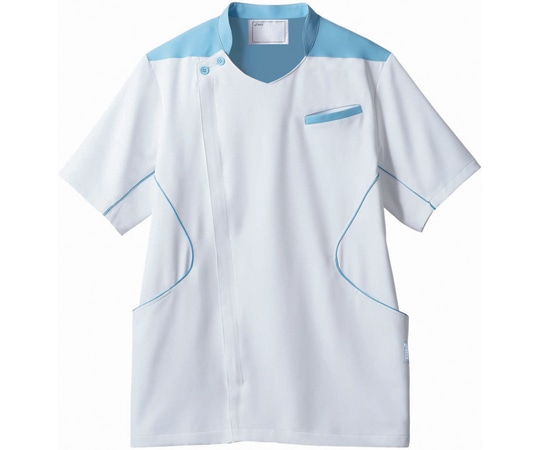 アズワン メンズジャケット 半袖 ホワイト×ウォームブルー L CHM558-0104 L 1枚（ご注文単位1枚）【直送品】