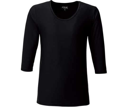 フォーク メンズカットソー（8分袖）ブラック LL 9002-9 1枚（ご注文単位1枚）【直送品】