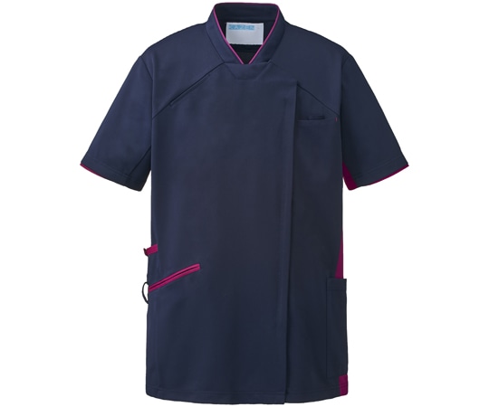 KAZEN スクラブジャケット(半袖男女)ネイビー×プラム M 987-48 1枚(ご注文単位1枚)【直送品】