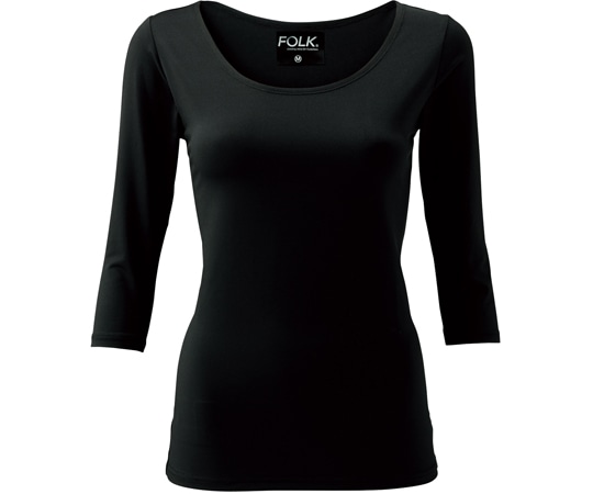 フォーク ぽかぽかレディスカットソー（7.5分袖）ブラック S 9003-9 1枚（ご注文単位1枚）【直送品】