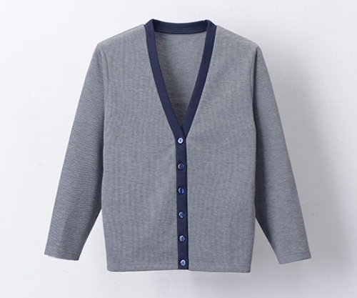 ディーフェイズ Vネックカーディガン グレー×ネービー S C-04 1枚(ご注文単位1枚)【直送品】