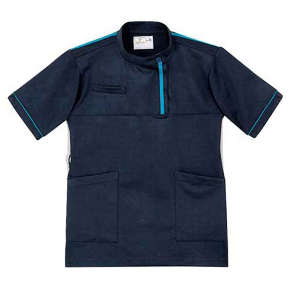 KIRAKU（トンボ） レディスケアワークシャツ ネイビー×ブルー M（身丈67cm） CR198-75 M 1枚（ご注文単位1枚）【直送品】