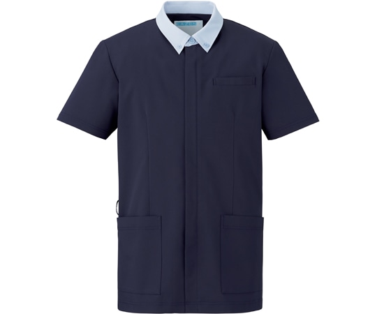 KAZEN メンズジャケット半袖 ネイビー×サックス M 760-48 1枚（ご注文単位1枚）【直送品】