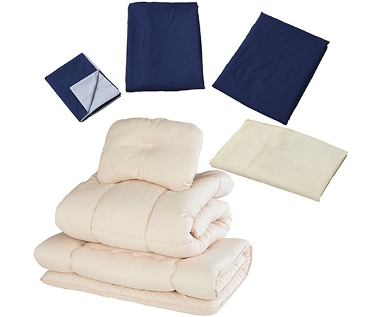 山善(YAMAZEN) 布団7点セット シングル(抗菌防臭 ピーチスキン加工 固綿) ネイビー/グレー YEF-7SP1P(NV/GY) 1セット(ご注文単位1セット)【直送品】