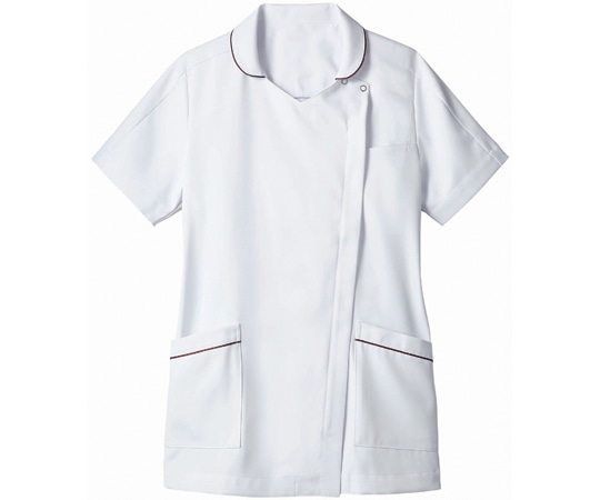 住商モンブラン ナースジャケット 半袖 白/ワイン S 73-2116 S 1枚（ご注文単位1枚）【直送品】