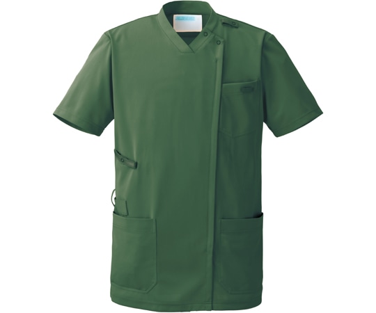 KAZEN スクラブジャケット男女半袖 アイビーグリーン L KZN715-22 L 1枚(ご注文単位1枚)【直送品】