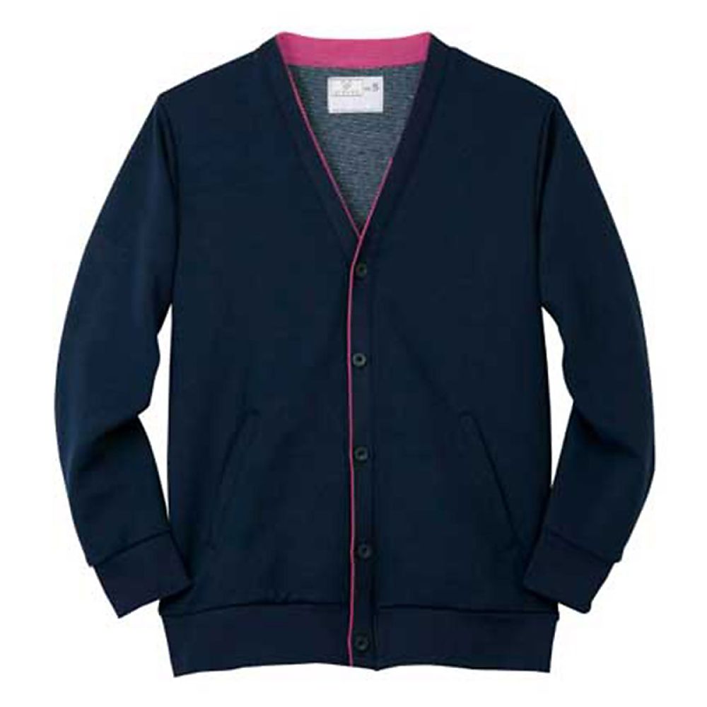 KIRAKU(トンボ) カーディガン ネイビー×ラベンダーピンク 3L(身丈68cm) CR177-16 3L 1枚(ご注文単位1枚)【直送品】